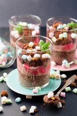 Layered chocolate mousse dessert