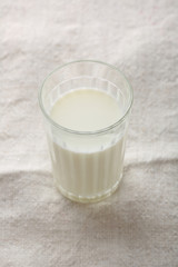 One glass of fresh almond milk