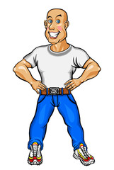 Smiling man in shirt and blue jeans