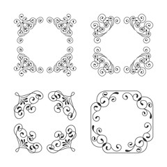 Vintage style square lacy frames collection. Decorative frame set for your design for any holiday 