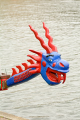 The dragons head on the bow of a dragon boat 