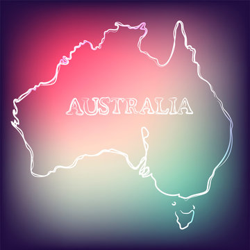 Beautiful hand drawn outline map of Australia, vector illustration