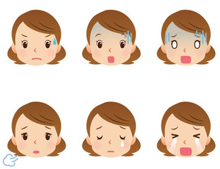 女性　表情　顔　セット