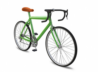 Green sport bicycle, Bike theme elements, Street speed bicycle, Bike isolated on white background, Track bike concept - 3d Rendering