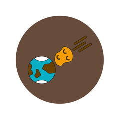 Vector illustration in flat design of space meteorite and earth