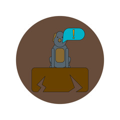 Vector illustration in flat design of cracked earth and dog