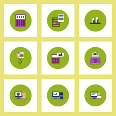 Collection of icons in flat style business items