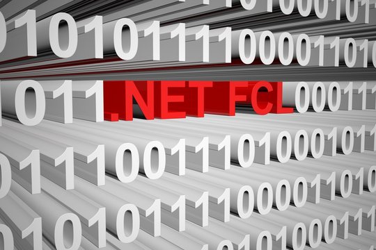 NET FCL in the form of binary code, 3D illustration