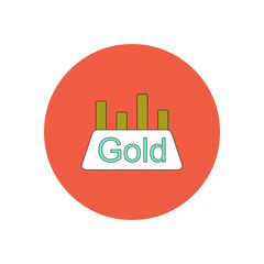 Vector illustration in flat design of column chart and gold block