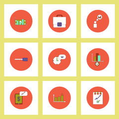 Collection of icons in flat style business statistics