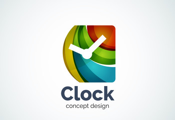 Clock logo template, time management business concept