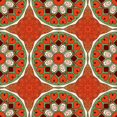 Seamless pattern with mandalas in beautiful colors for your design. Vector background