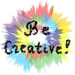Be Creative! Handwriting inspiration quote on colorful ragged round background. Perfect for Print. Vector illustration.
