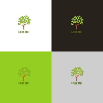 Forest logo or icon with tree in vector