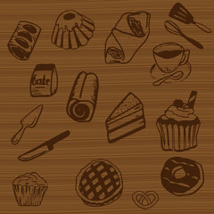 Bakery icons, hand drawn elements