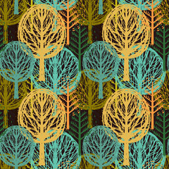 Seamless pattern with autumn trees 