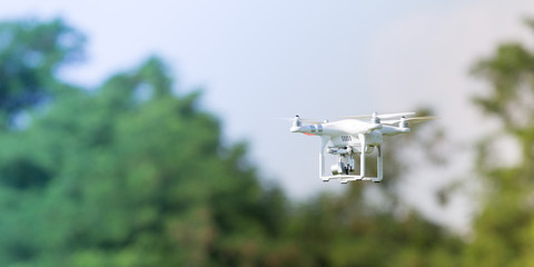 Fototapeta na wymiar Quadcopter drone flying
