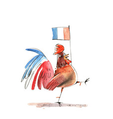 watercolor cock cartoon illustration
