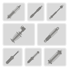 set of monochrome icons with shock absorber for your design