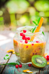 Cocktail kiwi fruit orange red currants