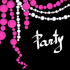 Invitation for wedding jr party with beads. Save the date.