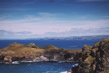 View from the costal path near Polzeath Vintage Retro Filter.