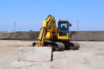 Obraz premium 工事現場の建設機械