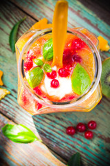 Fruit smoothie kiwi orange red currants