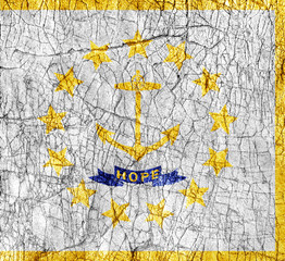 Grudge stone painted US Rhode Island flag