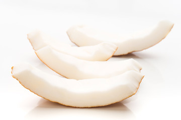 pieces of fresh coconut isolated