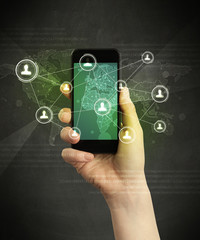 hand holding smartphone