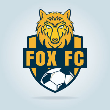 Football Logo Design With Wolf Graphic , Soccer  Shield , Vector