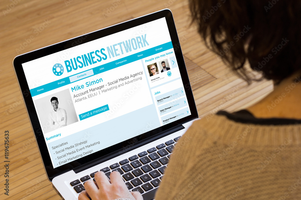 Canvas Prints woman computer business network web