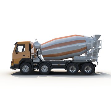 Concrete Mixer Truck isolated on white 3D Illustration