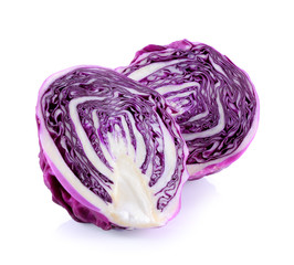 Fototapeta premium Purple cabbage slices on white background