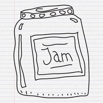 Doodle sketch of a jar on paper background