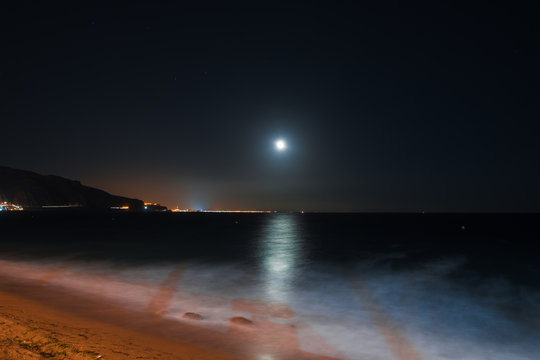 Night photos of Andalusia sea shore