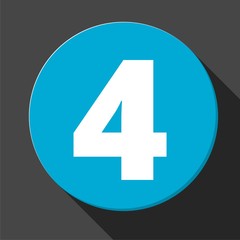 Blue 4 flat icon button with long shadow