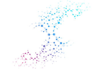 Structure molecule and communication Dna, atom, neurons. Science concept for your design. Connected lines with dots. Medical, technology, chemistry, science background. Vector illustration.