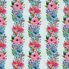 Seamless pattern with colorful flowers