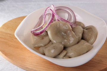 salted mushrooms with onions