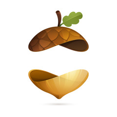 Autumn acorn sphere icon.