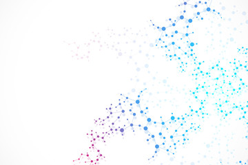 Structure molecule and communication Dna, atom, neurons. Science concept for your design. Connected lines with dots. Medical, technology, chemistry, science background. Vector illustration.