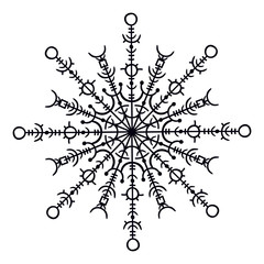 vector black and white image of decorative snowflakes