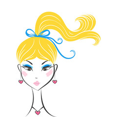 face glamorous girl cartoon