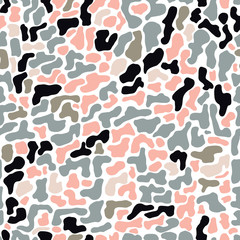 Fototapeta premium Seamless pattern with organic hand drawn rounded and stripe shap