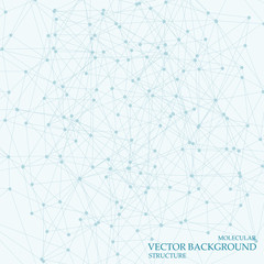 Structure molecule and communication Dna, atom, neurons. Science concept for your design. Connected lines with dots. Medical, technology, chemistry, science background. Vector illustration.