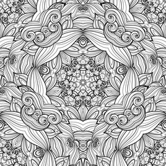 Vector Seamless Monochrome Ornate Pattern