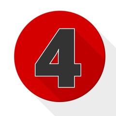 Obraz premium Red 4 flat icon button with long shadow