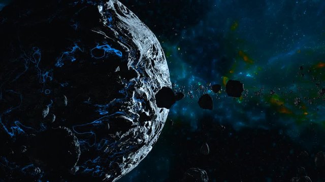 Icy planet Earth in the cloud of asteroids